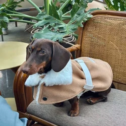 Abrigo invierno ajustable con forro piel para perro salchicha