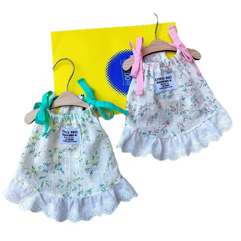 Ropa bonita de algodón para mascotas, vestido con estampado de lazo para perro, disfraz de princesa para perro, accesorios para camiseta Chihuahua, chaleco para cachorro y niña, falda para gato - imagen 5