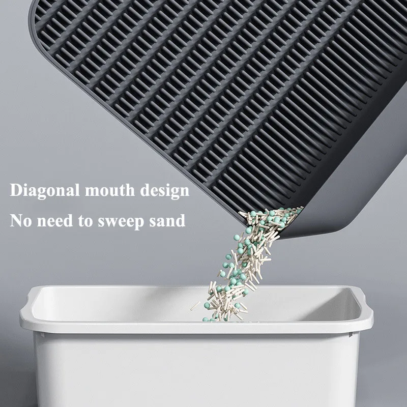 Pedal de doble uso para arena de gatos, alfombrilla de lavabo duradera resistente a la boca inclinada, almohadilla de arena lavable, suministros para mascotas, accesorios para gatos - imagen 4