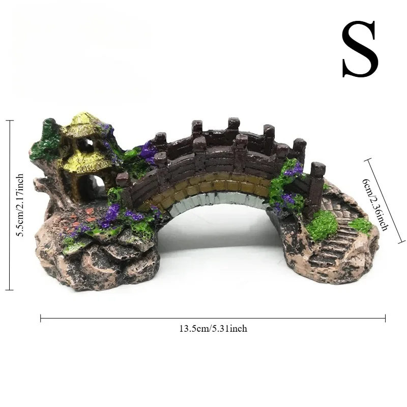 Adornos de resina de puente Artificial para acuario S/M/L, decoración de pecera de estilo chino, accesorios de paisajismo para fondo - imagen 5