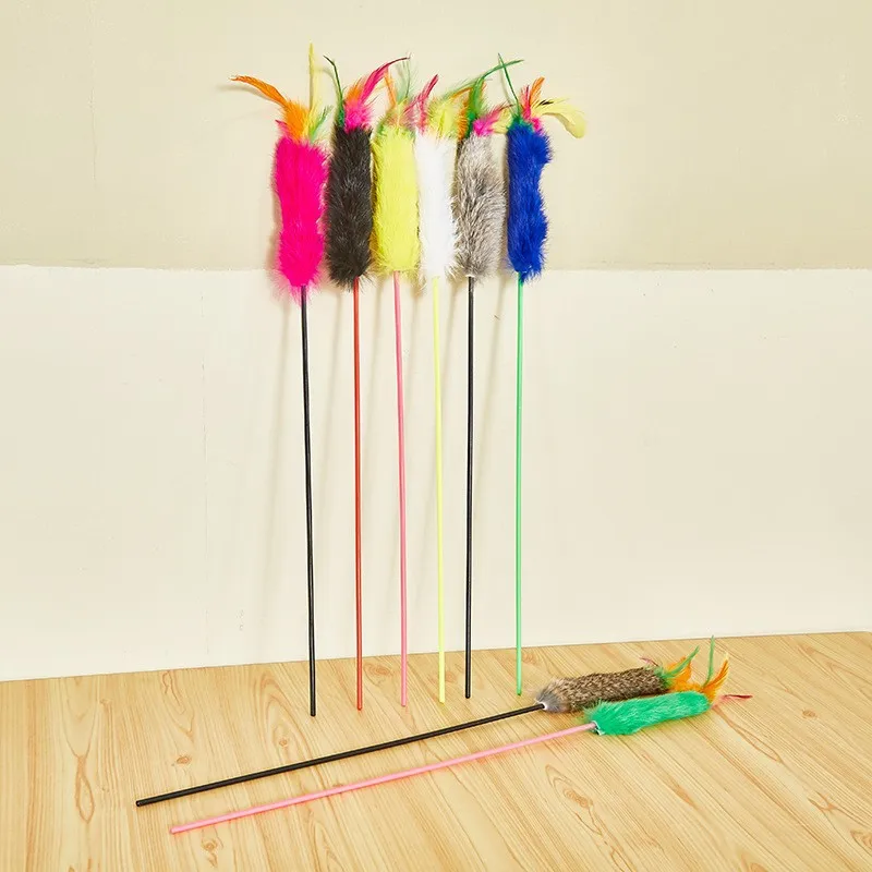 1 juguete para gatos, divertido juguete para mascotas para gatos, palo interactivo para gatos, juguetes para gatitos con plumas, suministros para mascotas de Color aleatorio - imagen 4