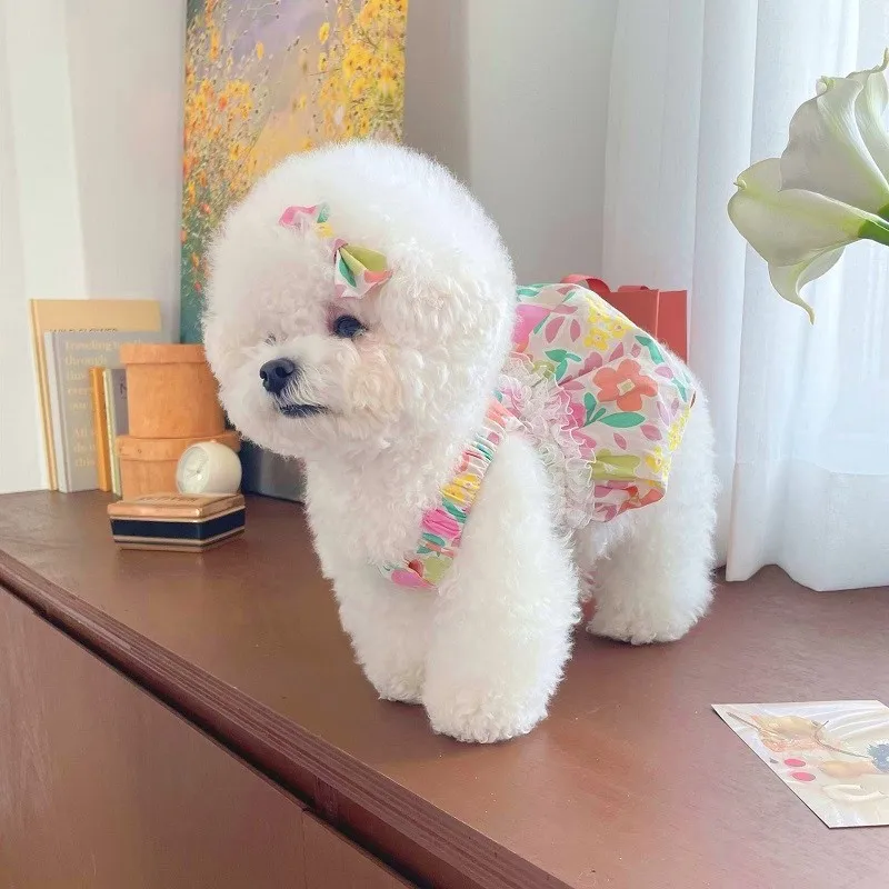 Vestido floral, falda con tirantes de verano para perros y gatos - imagen 3