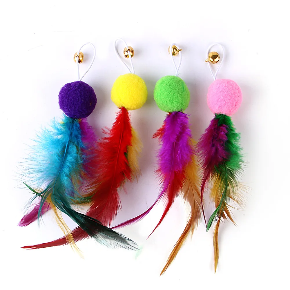 Paquete de 9 cabezales de repuesto de plumas coloridas, divertido palo para gato, borla, pluma, caña de pescar, juego de juguetes para gatos, juguetes interactivos - imagen 2