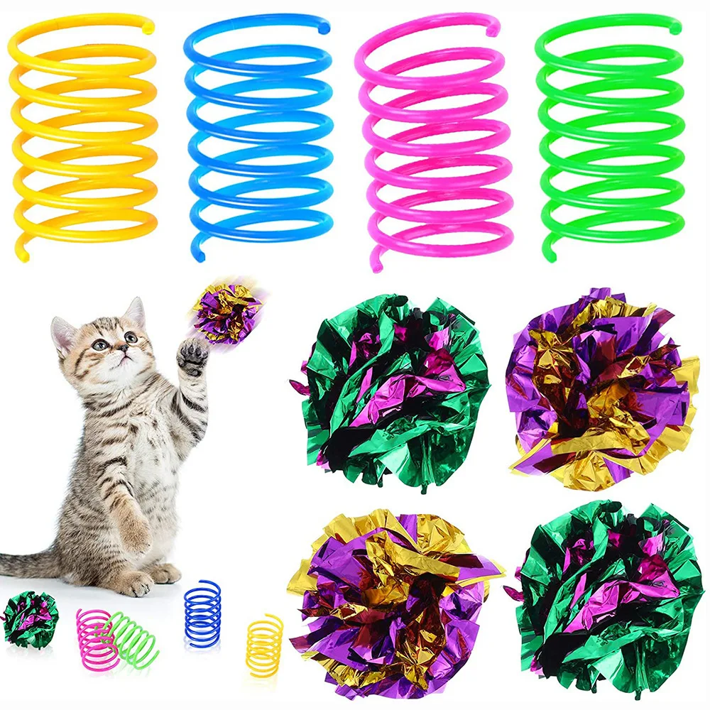 Paquete de 14 bolas de pelo de papel para primavera, juego de juguetes para gatos, productos interactivos para mascotas, juguetes para gatos, accesorios para mascotas