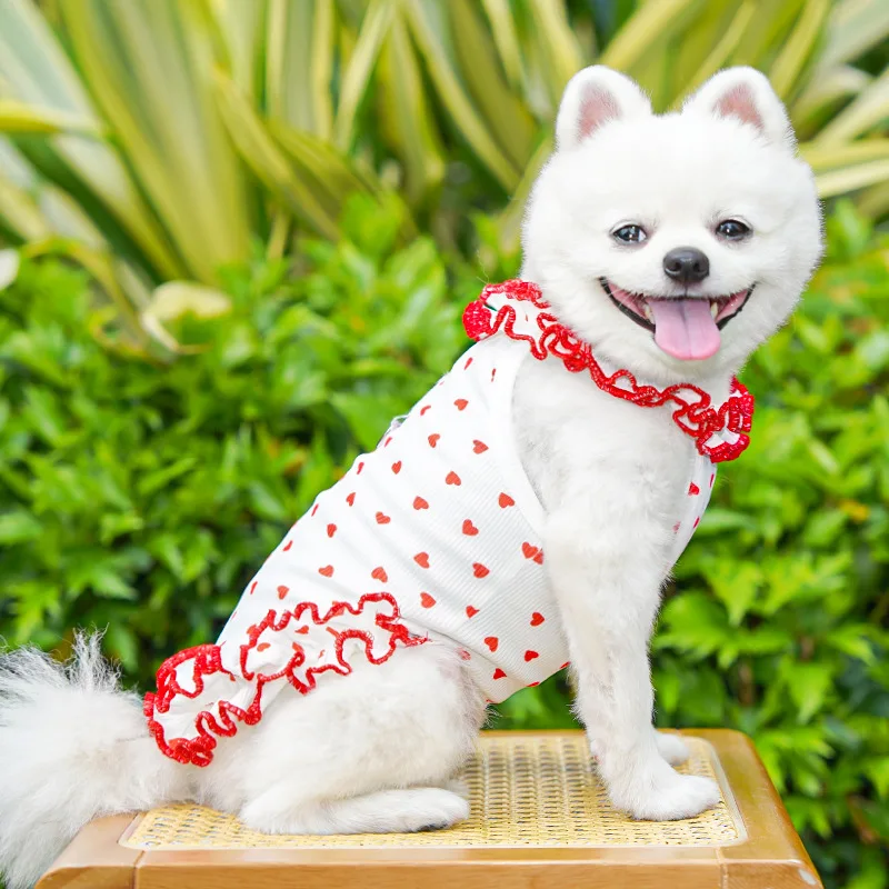 Vestido de encaje floral para perras pequeñas Yorkie – Verano