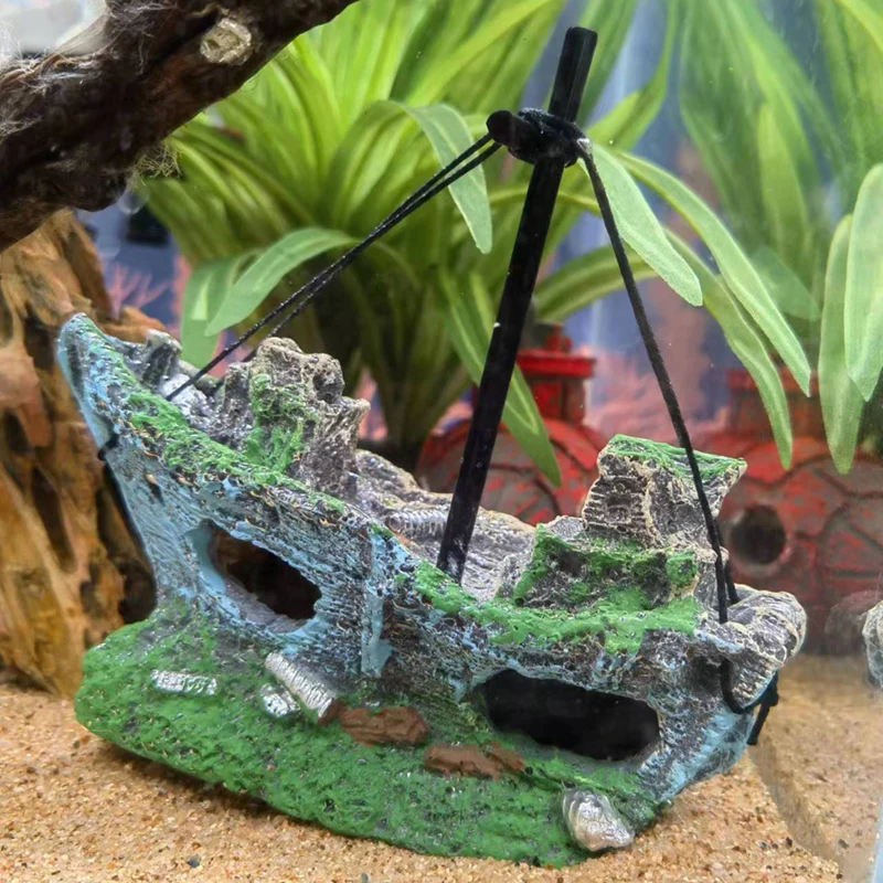 Adornos creativos de pecera con forma de naufragio, decoración de paisajismo, resina de Acuario, Rocalla, adornos artesanales para el hogar, D9266 - imagen 2