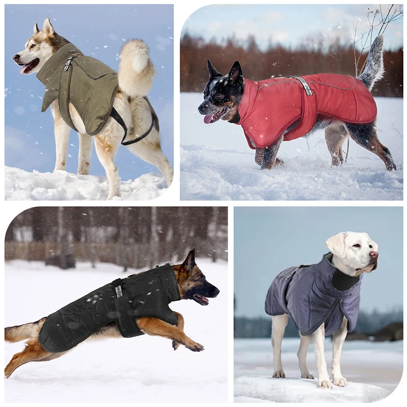 Ropa cálida de invierno para perros, chaqueta reflectante impermeable para perros grandes, abrigo grueso para perros grandes, chaquetas para exteriores Labrador Doberman - imagen 2