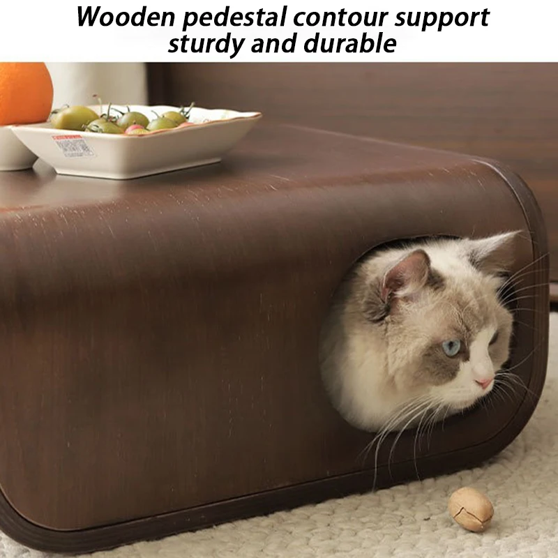 Camas nido de madera de lujo para gatos, mesas de centro cerradas de doble uso, casa para gatos oculta, cueva, sala de estar, nido interior, producto de suministros para mascotas - imagen 3