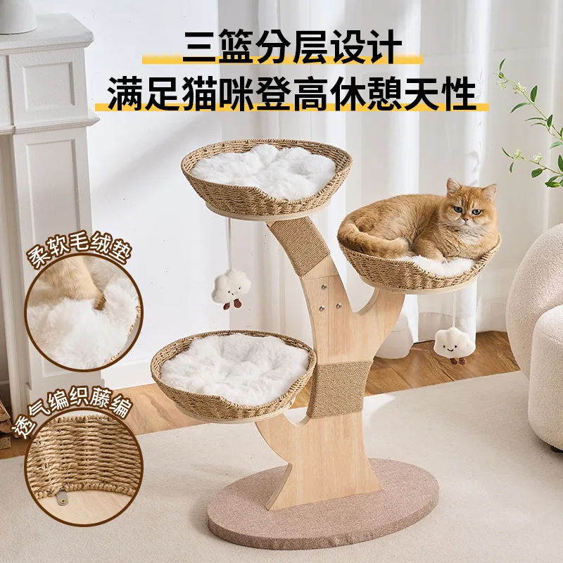 Árbol para gatos de madera maciza y ratán con cápsula espacial, casa - imagen 4