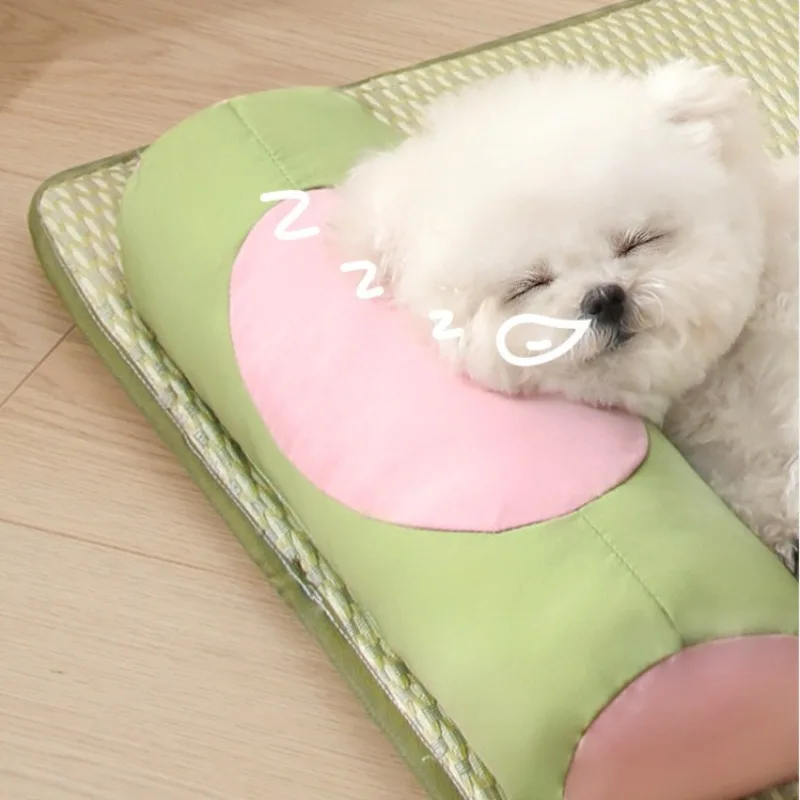 Esteras refrescantes para mascotas para perros, almohadilla para dormir transpirable de verano, suministros de disipación de calor para cachorros y gatos, estera de cama suave tejida de mimbre - imagen 2