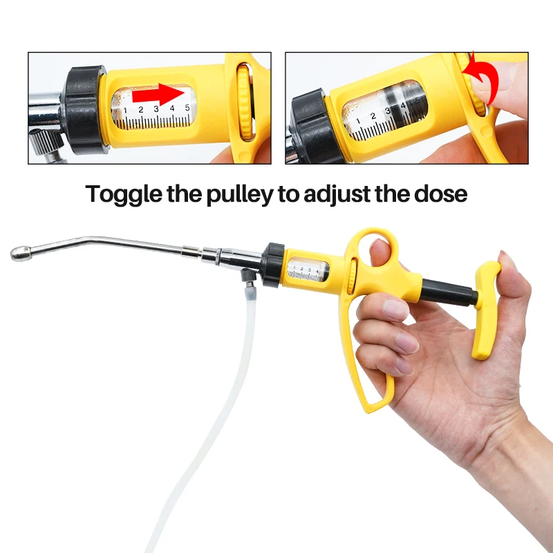 Jeringa continua ajustable de 5Ml, inyector veterinario para cerdo, oveja, pollo, vaca, jeringa para vacuna, alimentador de medicamentos, herramientas para ganado - imagen 4