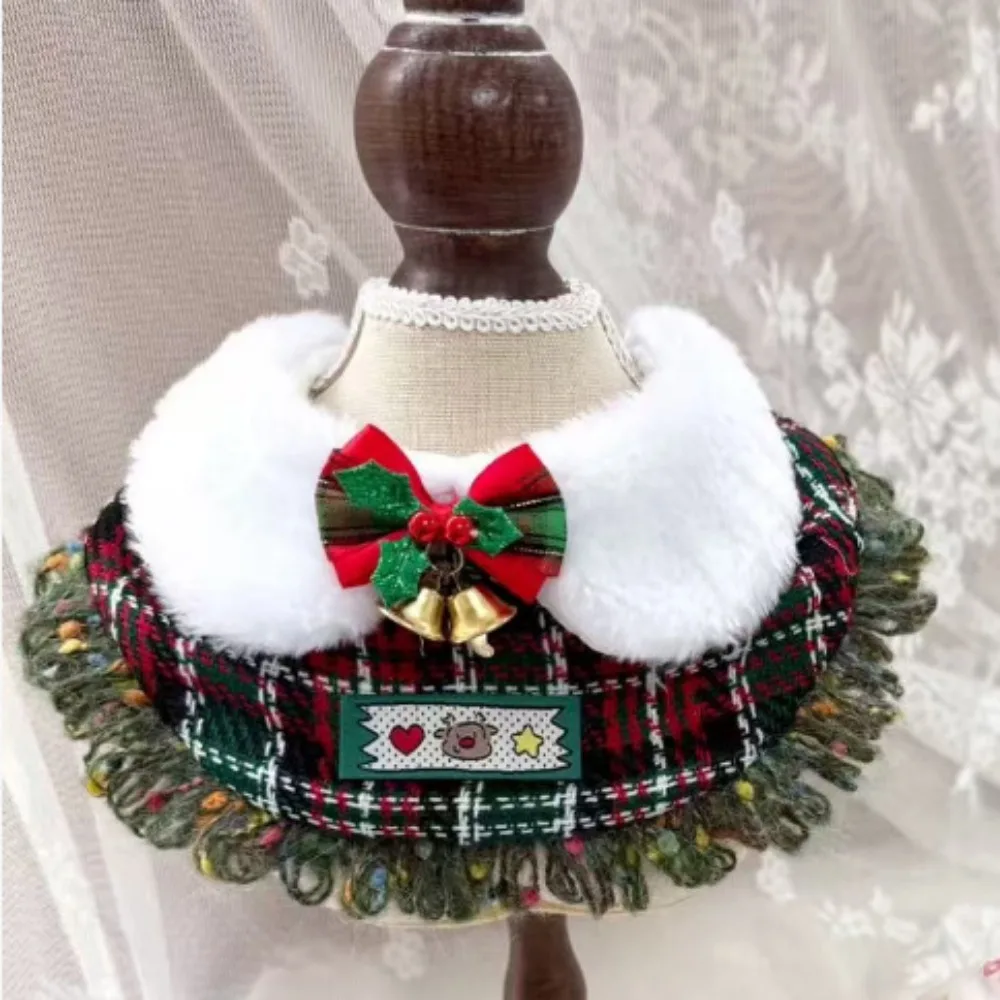 Bufanda de otoño e invierno para mascotas, chal de Navidad verde, bufanda para perros y gatos, Collar, corbata, decoración para mascotas, ropa para perros pequeños, ropa para cachorros