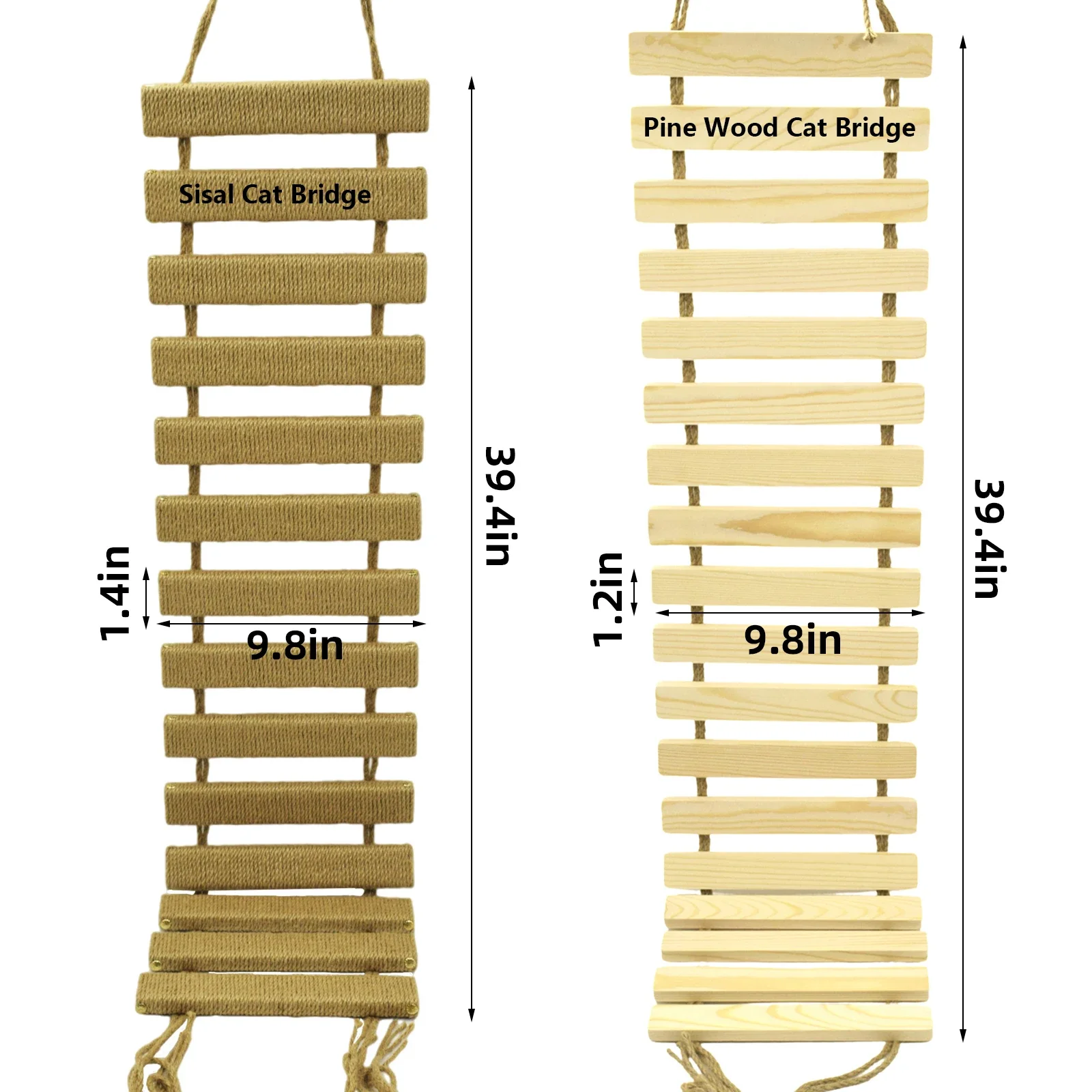 Escalera de puente de madera para gatos, cuerda de Sisal montada en la pared, árboles para gatos, escalones de pared, rascador para gatitos, juguetes escaladores, muebles de actividades para gatitos DIY ​ - imagen 4