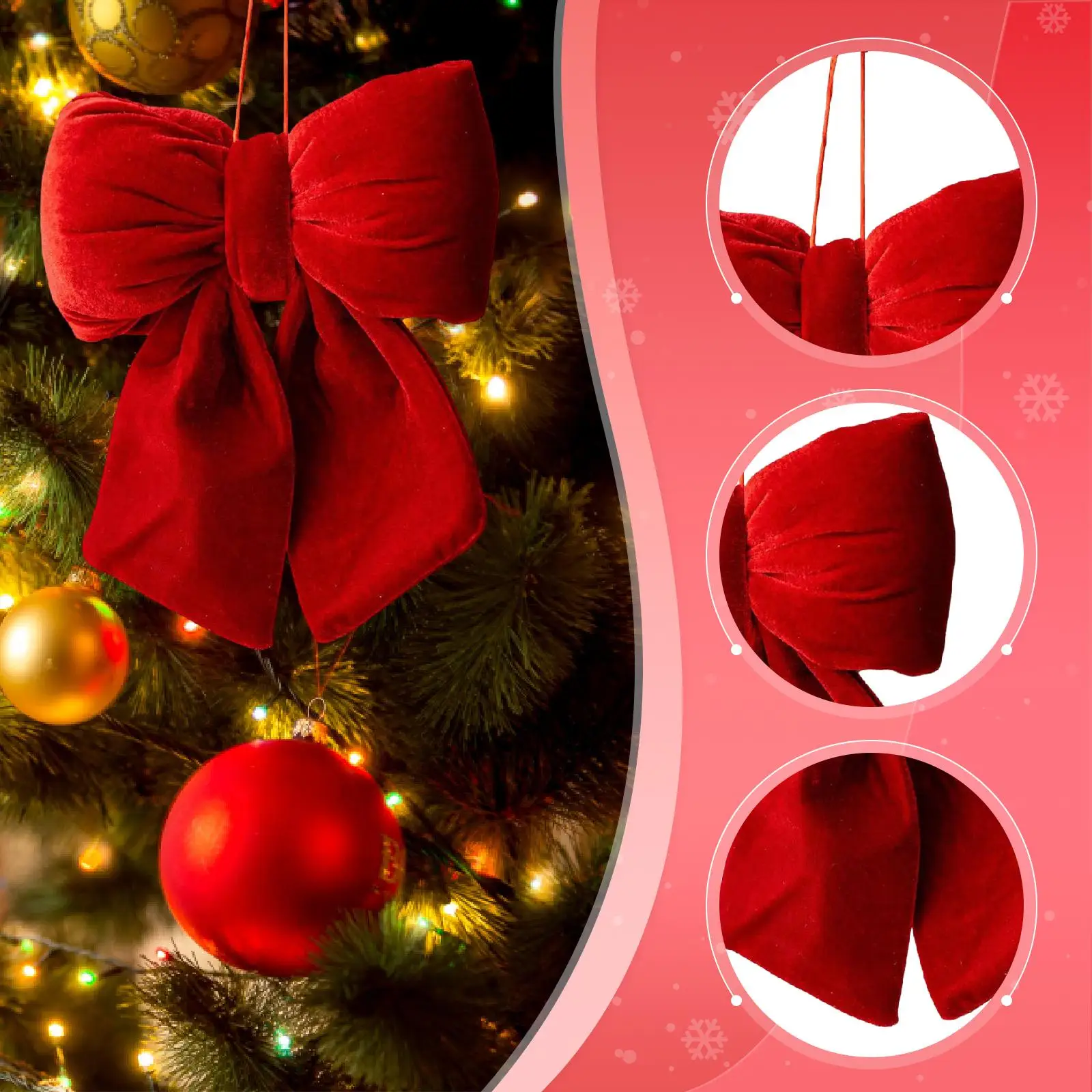 Christmas Bow Hanging Ornament Creative Decorative Velvet Bow Xmas Tree