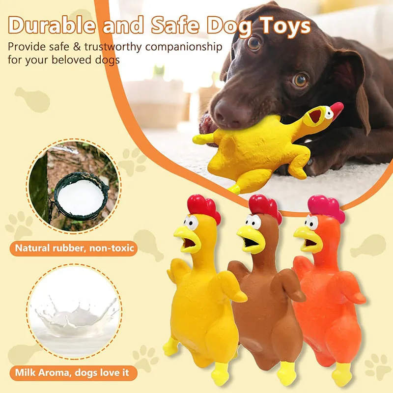 Juguete chirriante pollo para perros – Alivia dentición y estrés