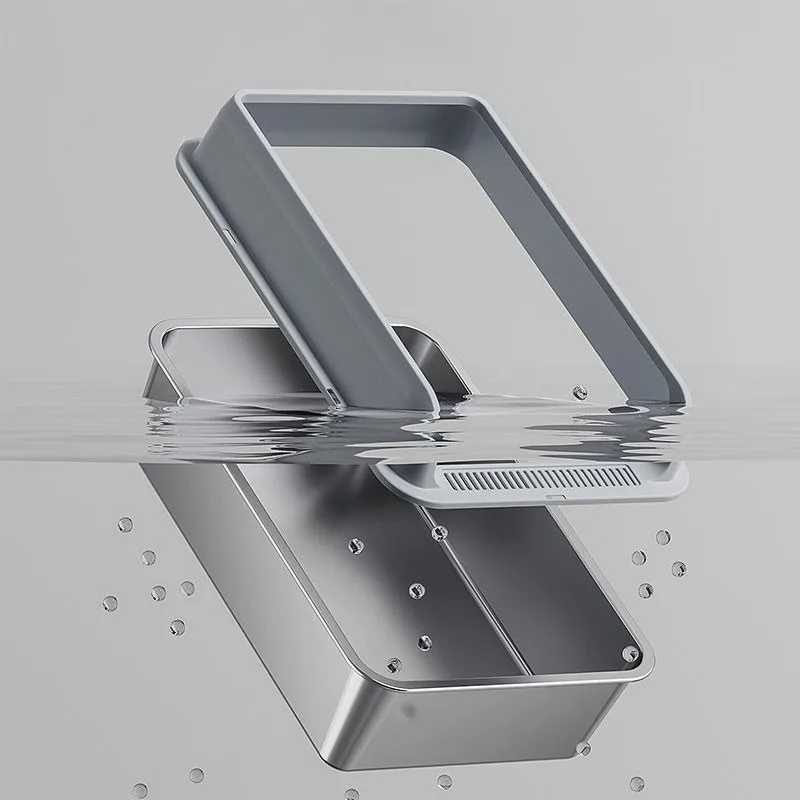 Caja de arena de acero inoxidable para gatos, cubierta antisalpicaduras, inodoro grande para gatos, medio cerrado, a prueba de arena, producto para colchas para gatos - imagen 5