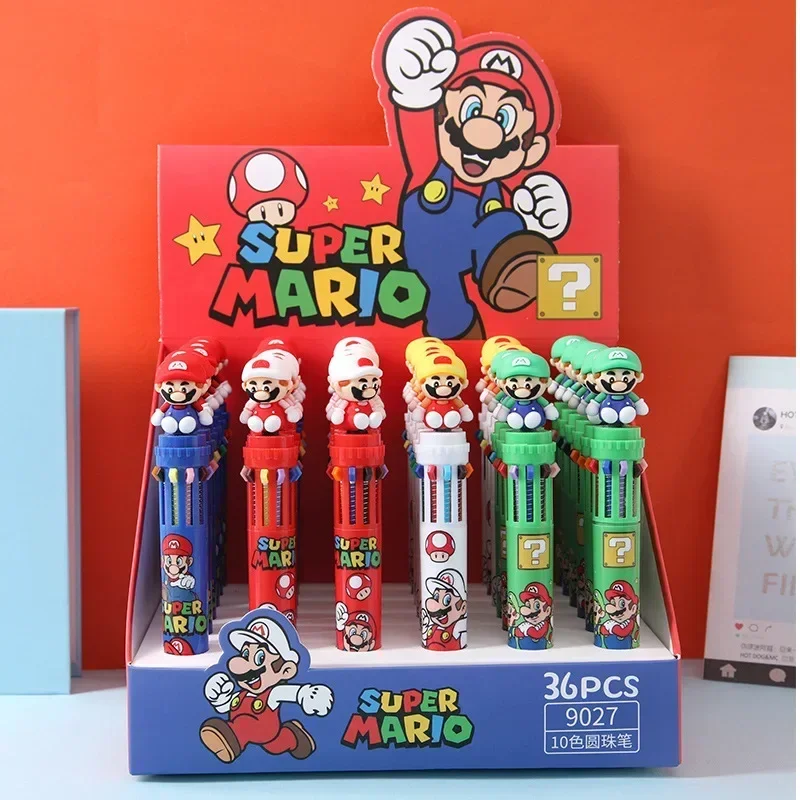 Bolígrafo Super Marios Bros de 4 Uds., bolígrafo de Gel Multicolor de Anime para estudiantes, bolígrafo de escritura de papelería escolar de 0,7mm, regalo de artículos de oficina - imagen 2