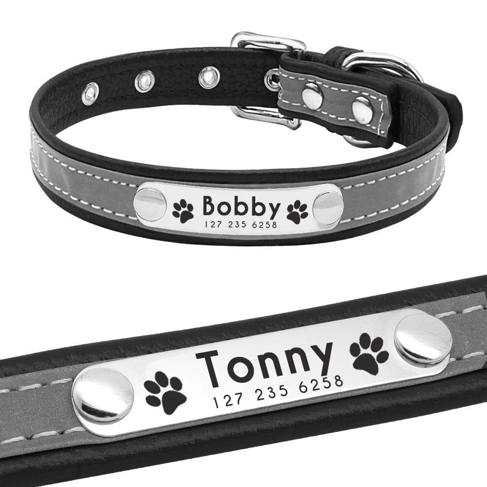 Collar de perro personalizado, collares de cuero PU para cachorros, collares con etiqueta de identificación para mascotas grabada gratis, collares para perros pequeños y medianos, Chihuahua - imagen 5