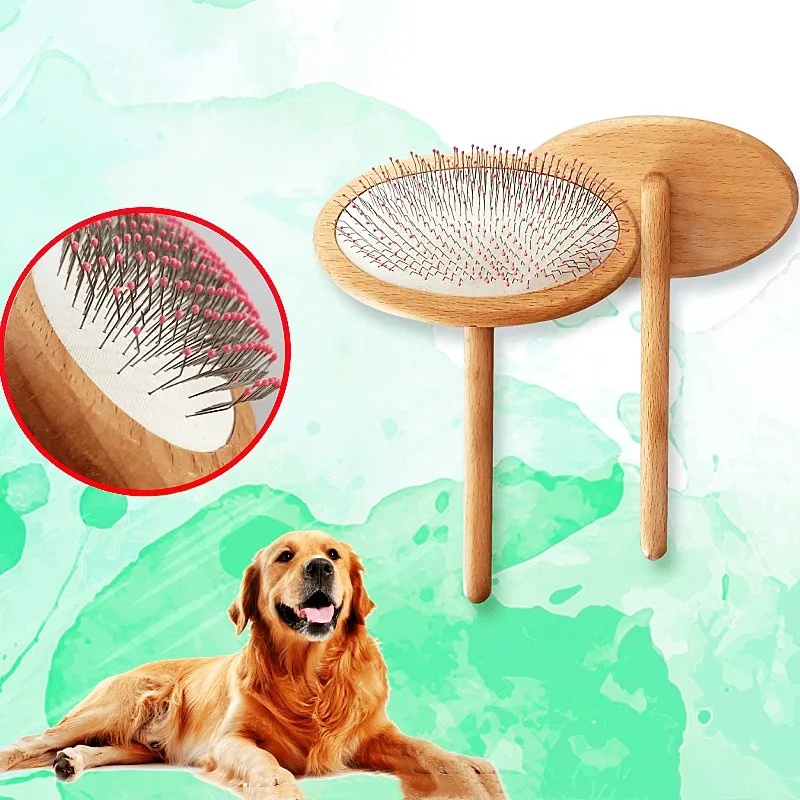 Cepillo para perros, peine de madera para perros con cuentas, masaje para el cuidado de mascotas, cepillo para gatos, removedor de pelo para mascotas, peine de madera para perros, apertura de nudos