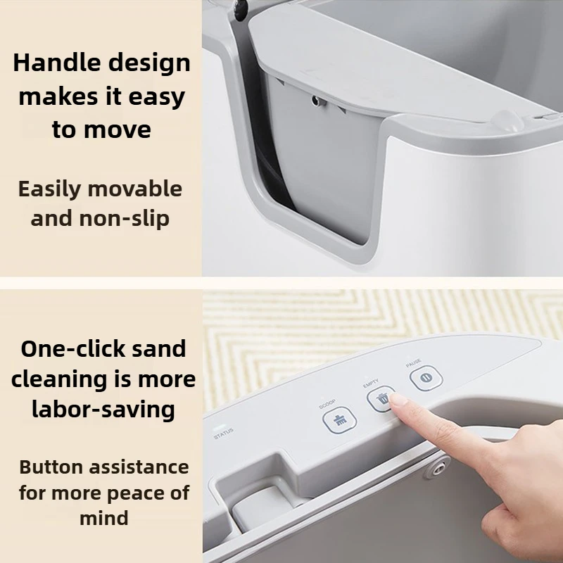 Caja de arena para gatos automática abierta inteligente, autolimpiante, caja de arena para gatos Extra grande, Pedal de caída de arena, inodoro para gatitos, antiolor - imagen 5