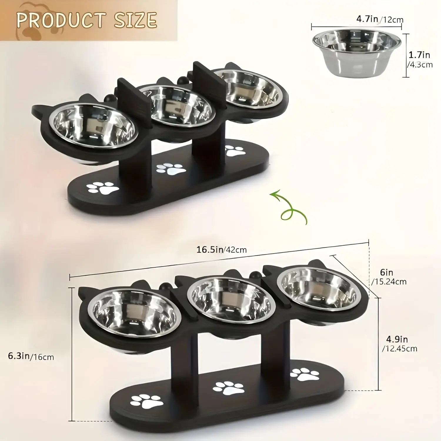 Comedero elevado con doble tazón: comida y agua para perros y gatos - imagen 3