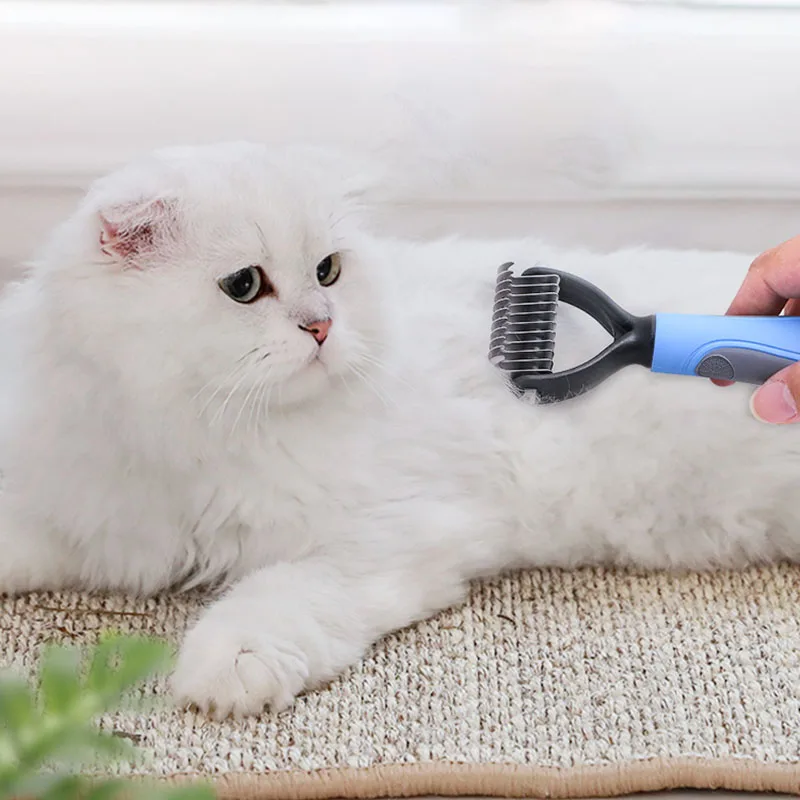 HOOPET-peine de depilación para perros y gatos, cortador de nudos de piel, herramientas de aseo para perros, recortador de pelo para cachorros y gatitos - imagen 2