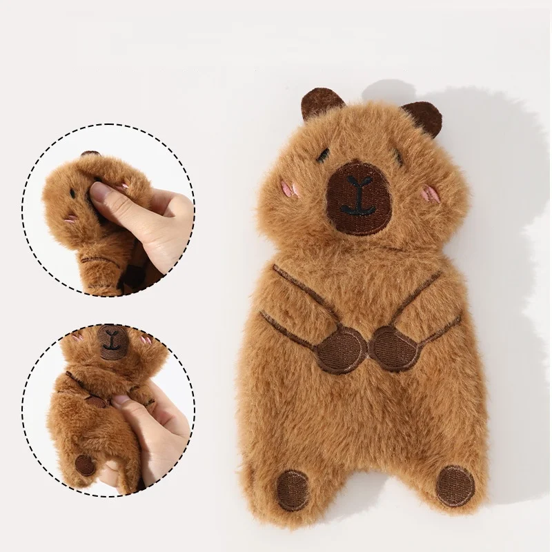 Juguetes chirriantes de oso capibara de peluche: lindo oso marrón resistente a masticar, juguete para perros y gatos sin relleno para juegos autónomos - imagen 3
