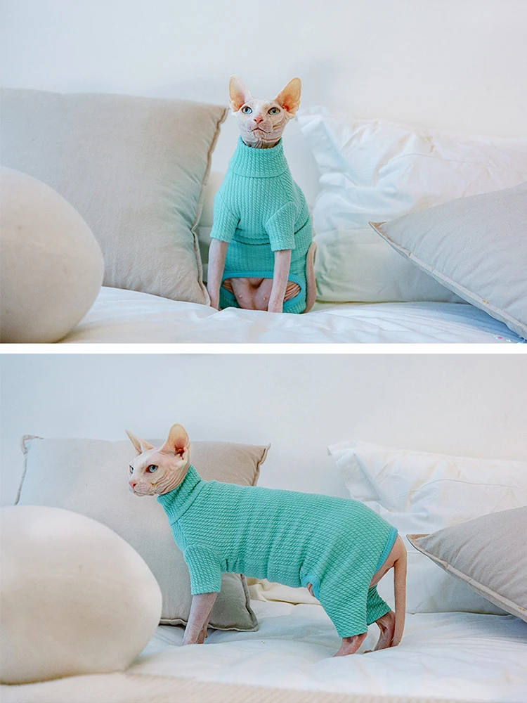 Sphynx-ropa de otoño e invierno para gatos, mono cálido para mascotas, sudaderas con capucha, pijamas suaves para gatos, Disfraces para gatos esfinge - imagen 4