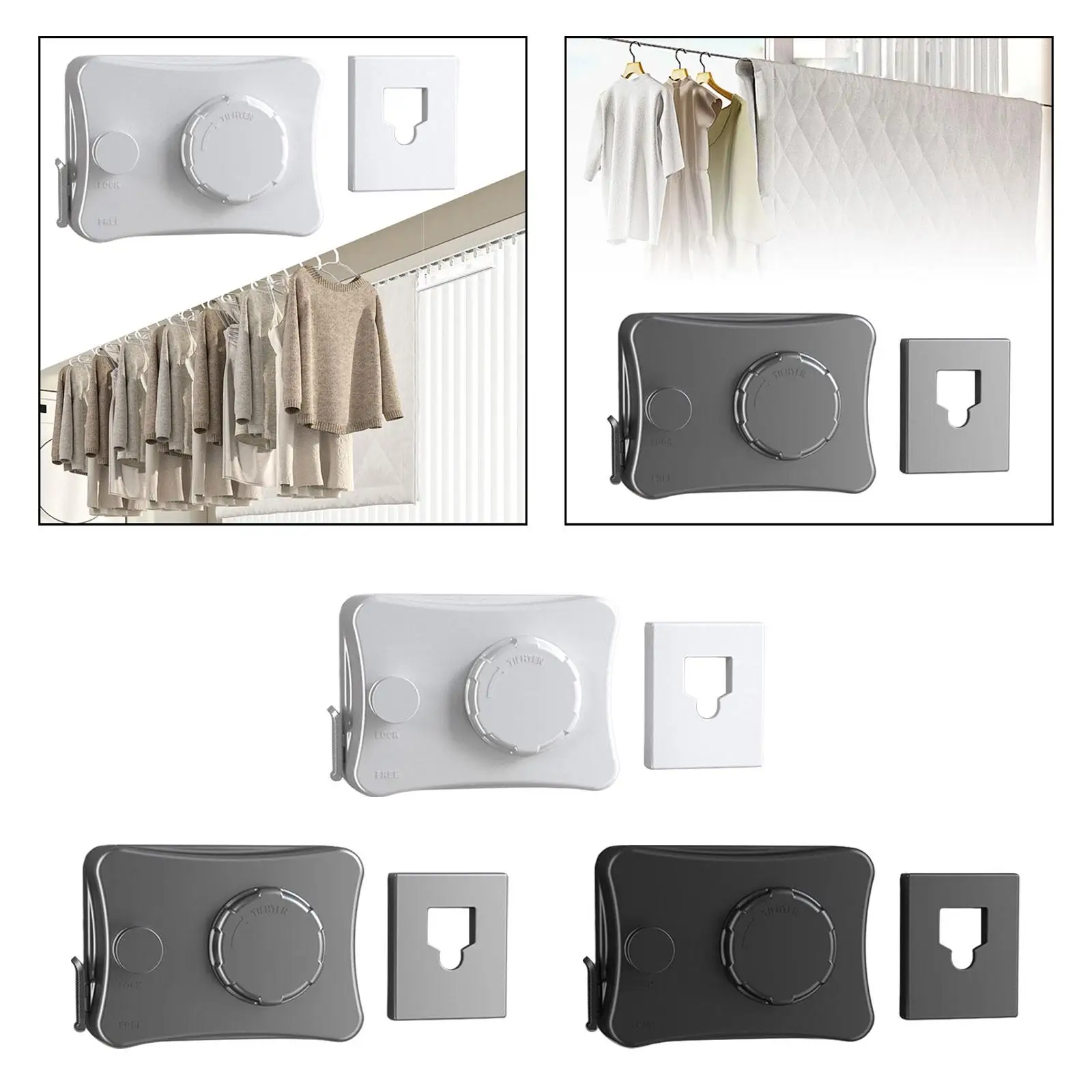 Retractable Clothesline Extendable Sturdy Retracting Hanging Heavy Duty Clothes Line for Patio Balcony Home Laundry Room Hotel