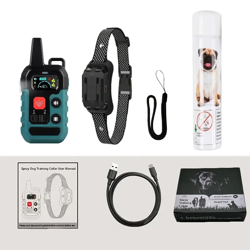 Collar de entrenamiento para mascotas con control remoto en aerosol, vibración de tono en aerosol, 6 niveles ajustables, antiladridos, entrenador profesional para perros humanísticos