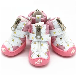 Botines transpirables para perros pequeños, cómodos con cremallera