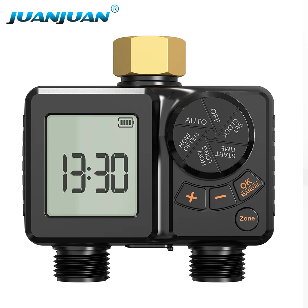 Temporizador de riego con LCD 2 zonas - IPX6 para jardín exterior