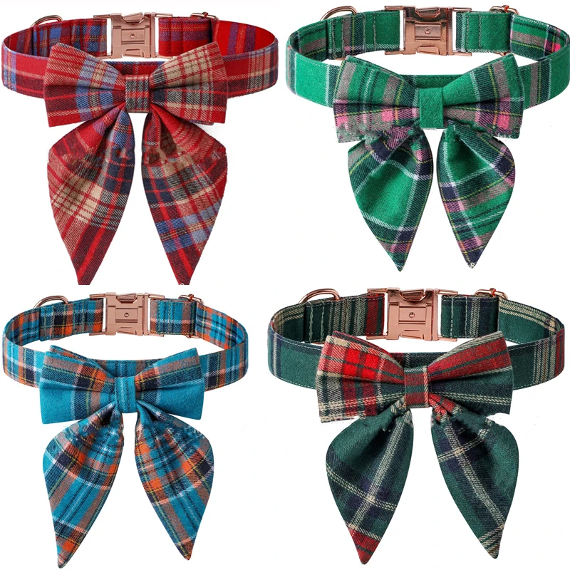 Collar navideño para perro, collares para mascotas con lazo de copo de nieve para perros pequeños, medianos y grandes, Collar para gato, accesorios para fiesta de Navidad para mascotas - imagen 2