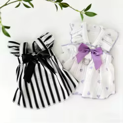 Vestidos rayados con lazo para perro – Ropa de verano para Chihuahua y Bichón