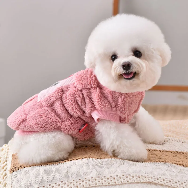 Ropa de lana para perros, sudaderas con capucha blancas y rosas de invierno, disfraz para perros pequeños y grandes, sudadera de manga corta Chihuahua Yorkshire, suéter XXXL - imagen 5