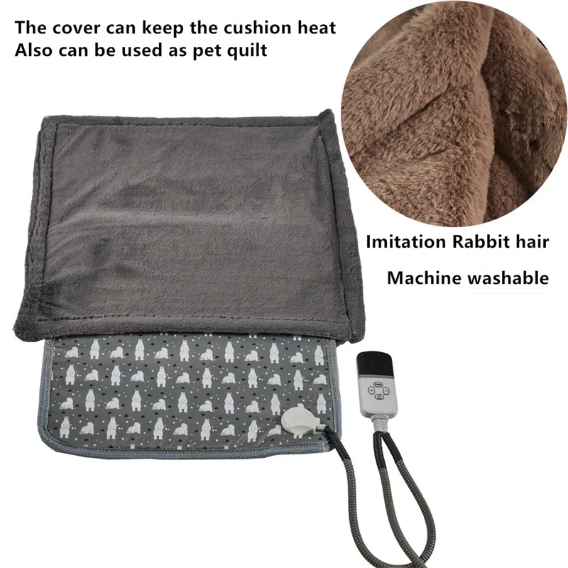 Almohadilla calefactora eléctrica para perros, impermeable, temperatura ajustable, alfombrilla calentada para mascotas con temporizador, cojín de cama para dormir para cachorros, manta calentada - imagen 5