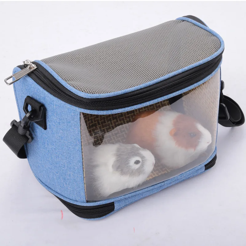 Bolsas de transporte de animales pequeños para hámster, cobaya, bolso de hombro de viaje al aire libre, transpirable, transparente, portador de loro, hurón - imagen 5