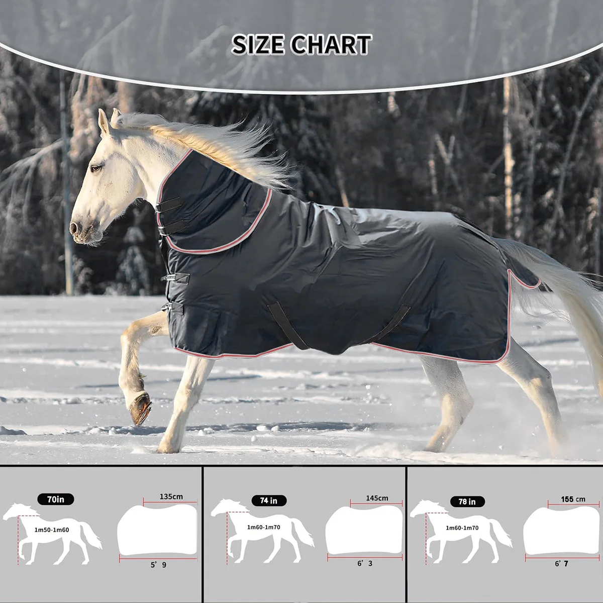 Manta invierno para caballo impermeable resistente viento cubrecuello - imagen 4