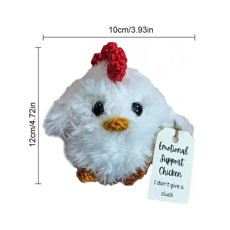 Pollo positivo tejido, muñeca de soporte emocional, estatuilla de pollo pequeño, figuras de animales de peluche coleccionables con positivo - imagen 5