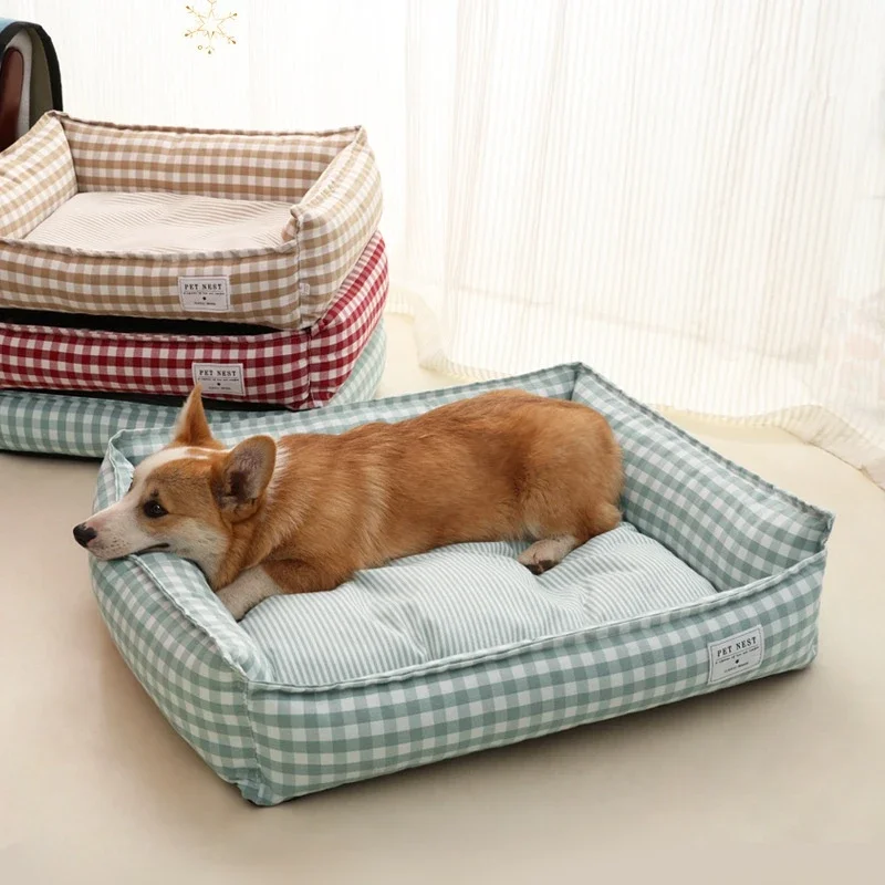 Cama cuadrada de celosía para mascotas, cojín extraíble, sofá para gatos medianos y pequeños, casa calmante para perros, accesorios para mascotas - imagen 2