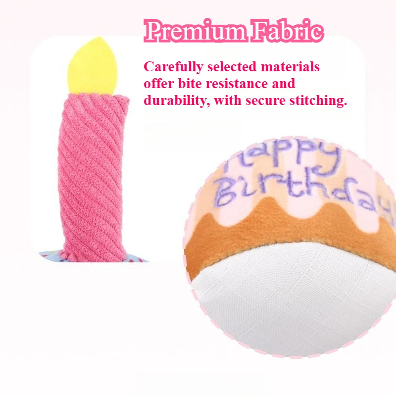Juguete para perro con pastel de cumpleaños, juguete para masticar de felpa chirriante con velas para regalo de cumpleaños para cachorro, juguete molar resistente a mordeduras - imagen 3