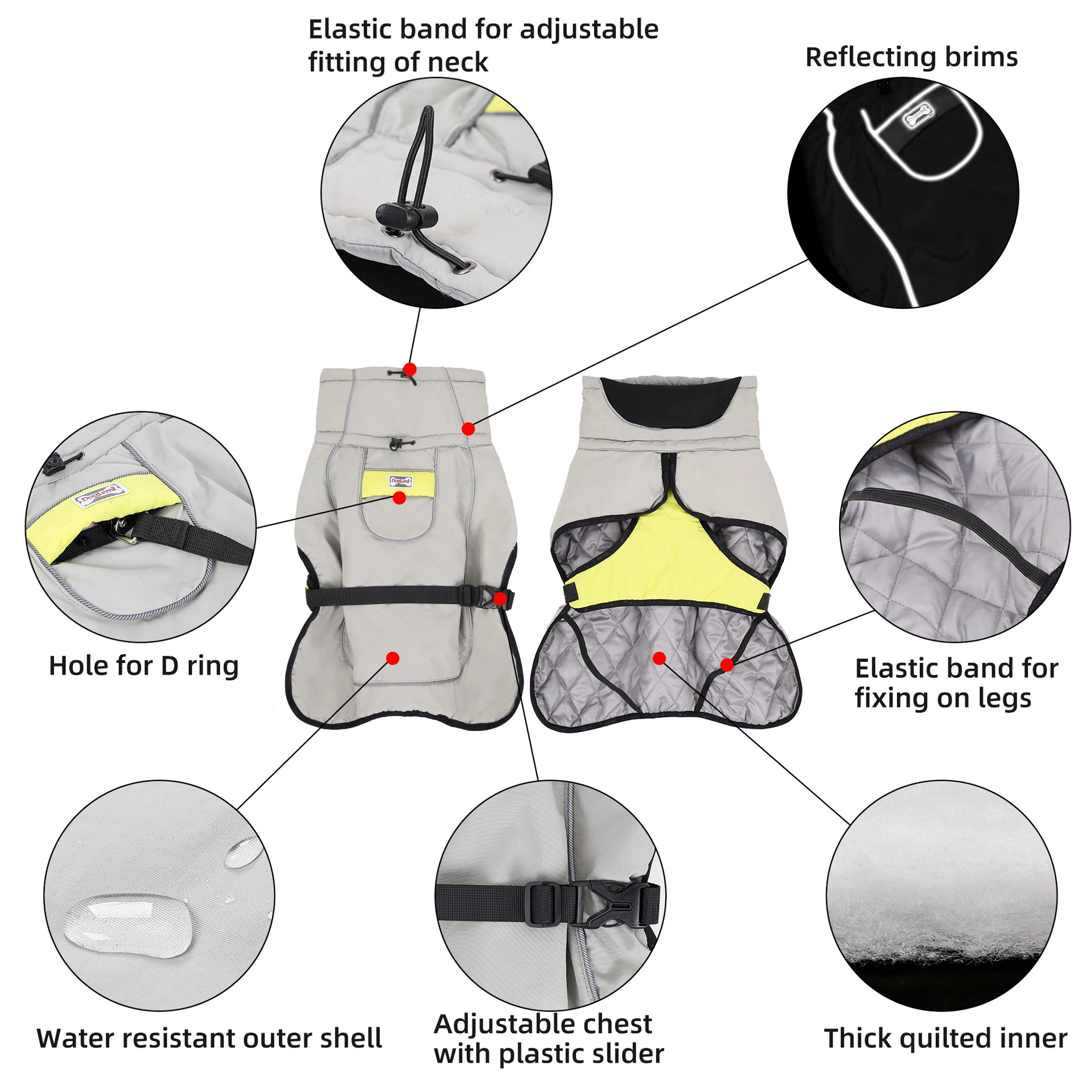 Ropa de invierno para perros, chaqueta gruesa acolchada, impermeable, cálida para perros medianos y grandes, abrigo reflectante de seguridad para mascotas, Parka para exteriores a prueba de nieve - imagen 3