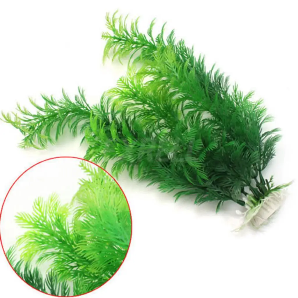 Planta artificial para acuario 30 cm – Hierba verde decorativa para pecera - imagen 3