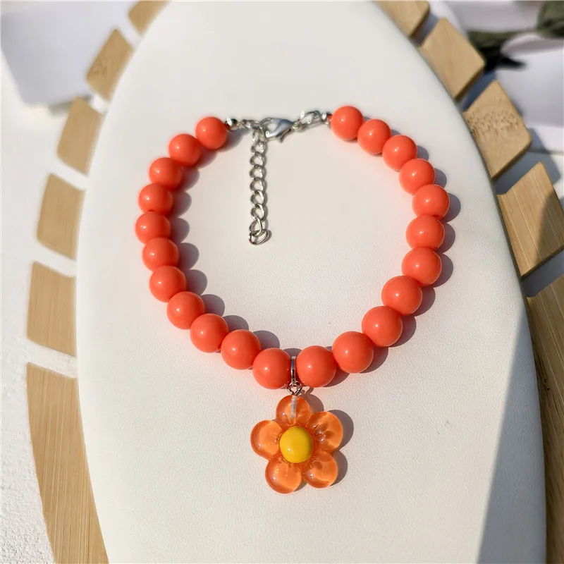 Gran oferta, Collar de flores para gatos, Collar ajustable de perlas para mascotas, Collar para perros, accesorios para cachorros, cadena para perros, producto de aseo para mascotas Chihuahua - imagen 4