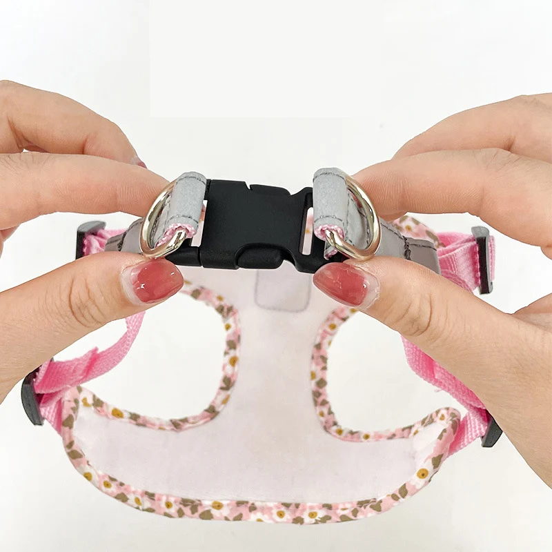 Juego de arnés y Correa en forma de X para perros pequeños y gatos, con estampado de flores, accesorios para mascotas, arnes gato - imagen 5