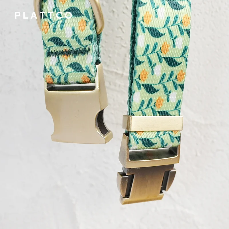 PLATTCO collar de perro de diseño único, estampado de campo de flores con hebilla de bronce de alta calidad, 5 tamaños, PDC342Br - imagen 3
