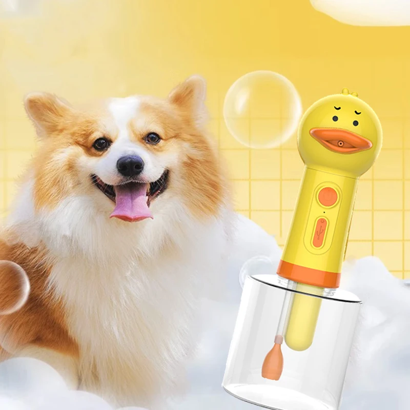 Máquina de espuma eléctrica para limpieza de mascotas, pato amarillo, carga Usb, dispensador automático de jabón, máquina de espuma, accesorios para mascotas - imagen 2