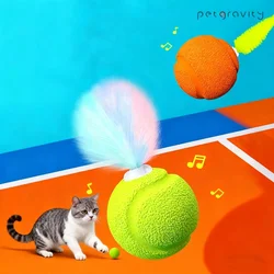 Pelota con plumas para gatos - juguete interactivo con sonido