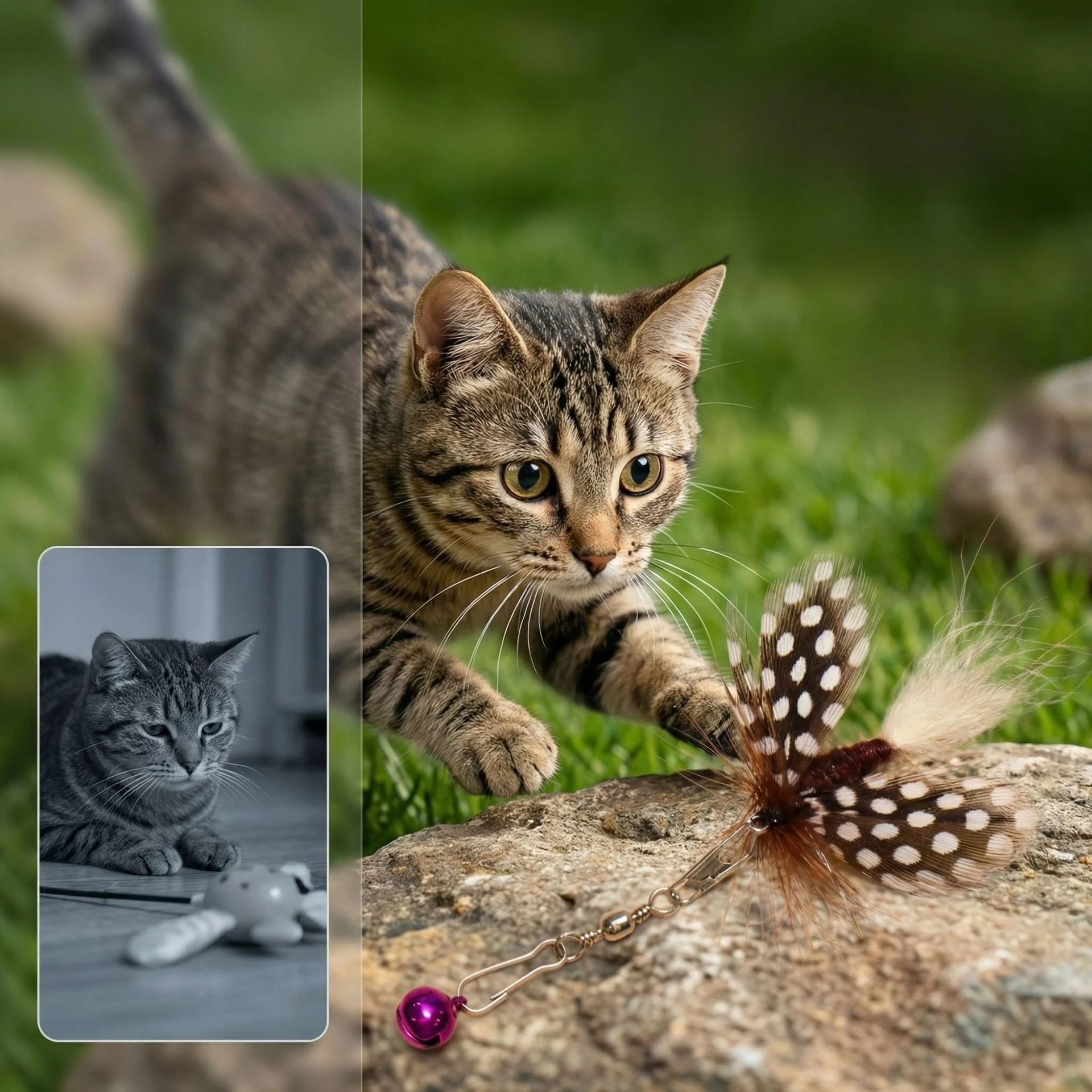 Varita de plumas con repuestos para gatos – Juguete interactivo gatitos - imagen 3