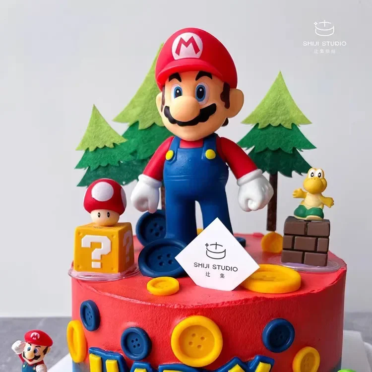 Super Marios Bros decoración de pasteles conjunto de muñecas Anime Luigi Yoshi PVC figura de acción juguete Baby Shower niños suministros de fiesta de cumpleaños regalo - imagen 2